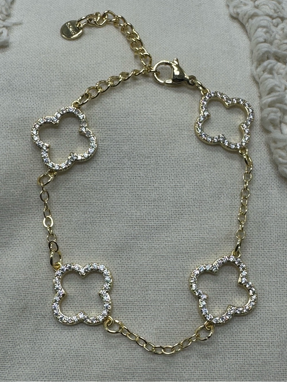 Gold-Tone Crystal Clover Station Bracelet